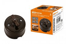 Выключатель фарфоровый поворотный с ручкой (бантик) 10А коричневый «Болонь» TDM (1/1/72) (SQ1820-0410)