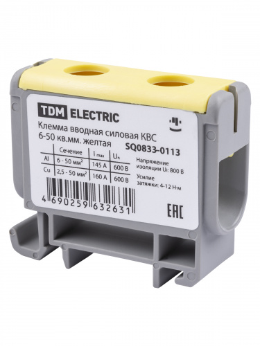 Клемма вводная силовая КВС 6-50 кв.мм. желтая TDM (1/480) (SQ0833-0113) фото 6 Клемма вводная силовая КВС 6-50 кв.мм. желтая TDM (1/480) (SQ0833-0113) фото 6