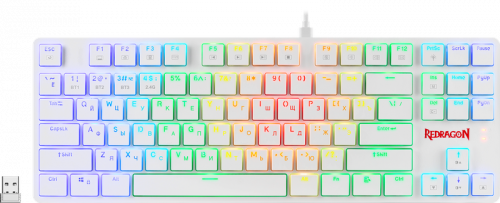 Клавиатура беспроводная игровая механическая REDRAGON Anubis RGB,Bluetooth и 2.4G,тонкая, 87 к.,б.п., белая (1/10) (70506)
