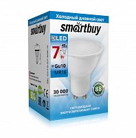 Лампа светодиодная SMARTBUY GU10 (MR16) 7Вт 220V 6000K (рефлекторная, холодный свет) (10/100) (SBL-GU10-07-60K-N)