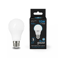 Лампа светодиодная GAUSS A60 10W 920lm 6500K E27 1/10/50 (102502310)
