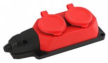 Колодка розеточная ЭРА K-2e-RED-IP44 с заземлением 2 гнезда 16A каучук IP44 красная (1/12/120) (Б0044551)