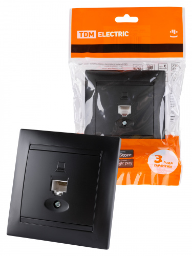 Розетка компьютерная RJ45 графит , с/у, "Лама" (10/120) TDM (SQ1815-0616)