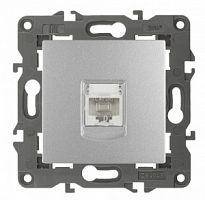 Розетка ЭРА, серии ЭРА Elegance, скрытой установки, RJ45, IP20, алюминий