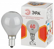 Лампа ЭРА накаливания P45 60Вт Е14 / E14 230В шар матовый (1/100) (Б0066373)