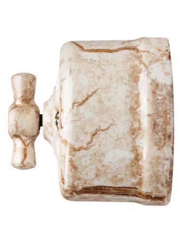 Выключатель фарфоровый поворотный перекрёстный с ручкой (бантик) 10А мраморный «Болонь» TDM (1/72) (SQ1820-0114) фото 4