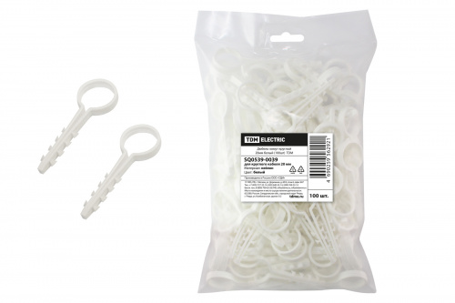 Дюбель-хомут круглый 20мм белый (100шт) TDM (1/10/100) (SQ0539-0039) Дюбель-хомут круглый 20мм белый (100шт) TDM (1/10/100) (SQ0539-0039)