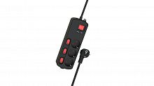 Сетевой фильтр RITMIX RM-231CKOP Black, удлинитель, 3 розетки, USB-A и USB-C, 4 кнопки питания, предохранитель, кабель медный 2м, 16А, 3680Вт, с зазем (80004154)