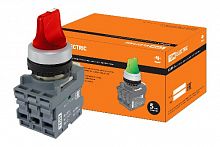 Переключатель на 3 положения с фиксацией M3SS1-21R короткая ручка(LED) d22мм/220B 1з+1р красный TDM (SQ0747-0074)