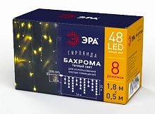 Гирлянда светодиодная ЭРА ENIB-01B Бахрома 1 8 м*0 5 теплый свет 8 режимов 220V IP20 (100/800) (Б0041899)