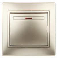 Выключатель INTRO с подсветкой, 10АХ-250В, скрытой установки, Plano, шампань (1/10/200/2400) (Б0030035)