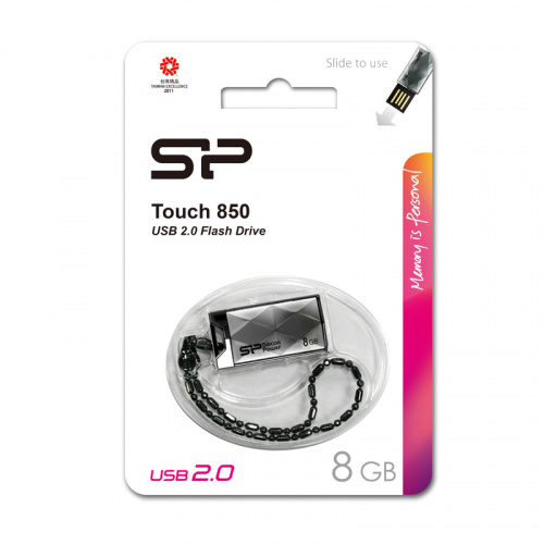 Флеш-накопитель яUSB  8GB  Silicon Power  Touch 850  титан (SP008GBUF2850V1T) фото 8