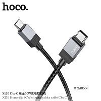 Кабель Type-C - Type-C HOCO X110 Honorific, 1.0м, нейлон, 3.0А, PD60W, цвет: чёрный (1/31/310) (6942007646826)