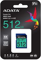 Карта памяти SDXC  512GB  A-Data Class 10 UHS-I U3 V30S (100/85 Mb/s) (ASDX512GUI3V30S-R)