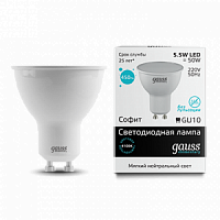 Лампа светодиодная GAUSS Elementary MR16 5.5W 450lm 4100К GU10 1/10/100 (13626)