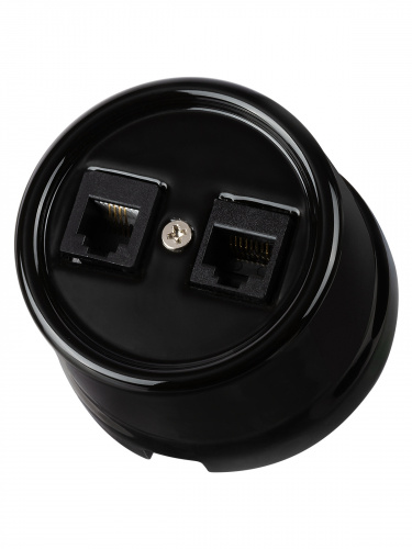 Розетка TDM телефонная RJ11 + компьютерная RJ45 черная «Болонь» (1/72) (SQ1820-0252) фото 6