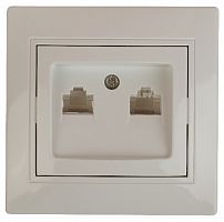 Розетка INTRO Plano 1-304-02 информационная двойная 2xRJ45, СУ, слоновая кость (1/10/200) (Б0043242)