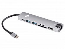 USB-концентратор Type-Cm -->HDMI A(f) 4K@30Hz+USB3.0+USB2.0+RJ45+TF+CD+PD,VCOM, Alum Shell, VCOM<CU4351> (1/100)