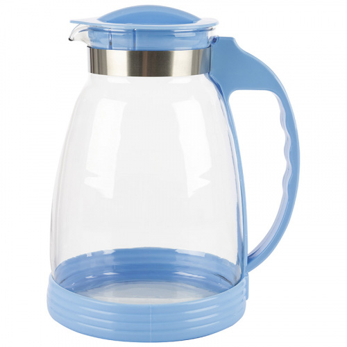 Кувшин BROCCA-2500, объем: 2,5 л, из жаропрочного стекла, с пластик ручкой, синий дизайн (1/12) (910116) фото 3