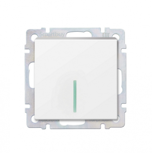 Выключатель SMARTBUY скрытая установка, 1-клавишный с индикатором 10А белый "Нептун" (SBE-05w-10-SW1-1)
