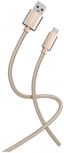 Кабель для зарядки и передачи данных S02 MicroUSB золотистый, 3 А, 1 м, Smartbuy (iK-12-S02g)