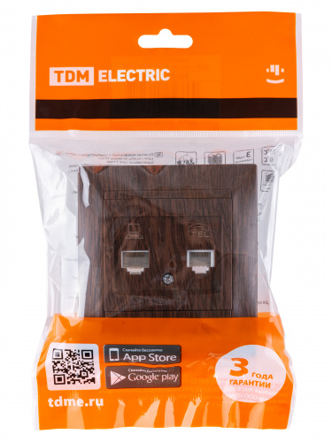 Розетка телефонная RJ11 + компьютерная RJ45 венге , с/у, "Лама" (10/120) TDM (SQ1815-0419) фото 2 Розетка телефонная RJ11 + компьютерная RJ45 венге , с/у, "Лама" (10/120) TDM (SQ1815-0419) фото 2