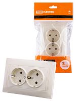 Розетка двойная 2П+З 16А 250В сл. кость , с/у, "Лама" (6/72) TDM (SQ1815-0125)