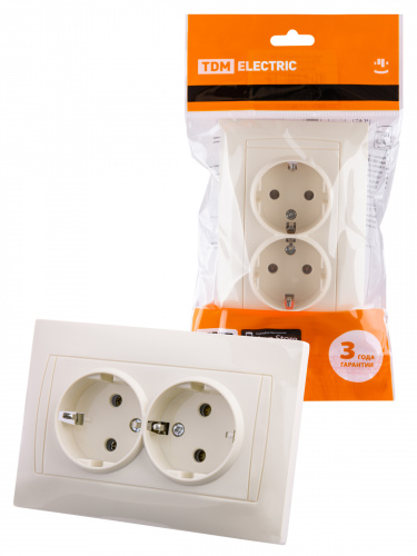 Розетка двойная 2П+З 16А 250В сл. кость , с/у, "Лама" (6/72) TDM (SQ1815-0125) Розетка двойная 2П+З 16А 250В сл. кость , с/у, "Лама" (6/72) TDM (SQ1815-0125)