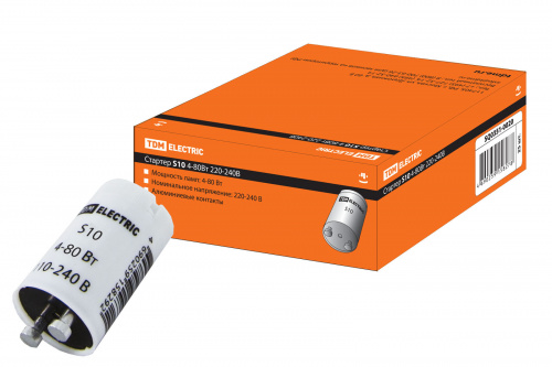 Стартер TDM S10 4-80Вт 220-240В алюм. контакты (1/1500) (SQ0351-0020)