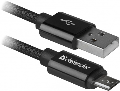 Кабель DEFENDER USB08-03T PRO USB2.0, черный, AM-MicroBM, 1m, 2.1A (1/100) (87802) фото 3