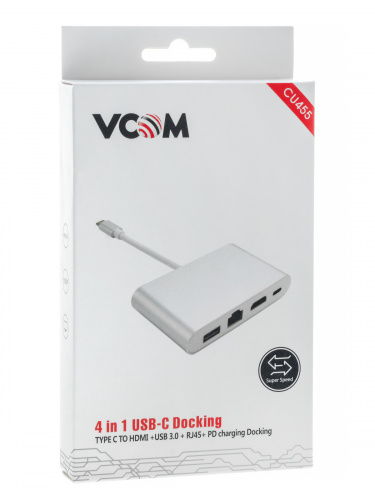 Переходник USB 3.1 Type-C(M)--> HDMI+USB 3.0+RJ45+PD charging VCOM <CU455> (1/72) фото 3