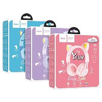 Наушники полноразмерные HOCO W39 Cat, bluetooth 5.3, AUX, цвет: синий (1/30) (6931474779250)