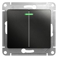 Механизм выключателя 2-кл. С/У GLOSSA 10А IP20 (сх. 5а) 10AX с подсветкой механизм антрацит Systeme Electric GSL000753 (1/20/160)