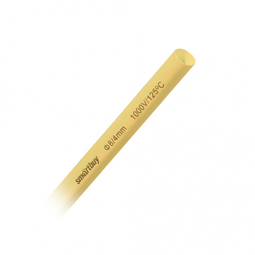 Термоусаживаемая трубка SMARTBUY 8/4, желтая, 1 метр (50/1000) (SBE-HST-8-y)