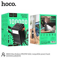 Мобильный аккумулятор Аккумулятор внешний HOCO DB03 MAX, 100000mAh, PD65,5Вт, пластик, LED,6 USB, 2 Type-C, цвет: чёрный (1/9) (6942007639071)