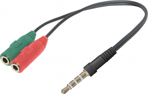 Переходник DEFENDER Headset для гарнитуры Audio 2х3.5мм jack ->3,5 4pin jack 0,15м (1/50/400) (63012) фото 3