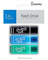 Флеш-накопитель USB  16GB  Smart Buy  Glossy  комплект 3 шт. (чёрный / синий / зелёный) (SB016GB2GSKBGSET)