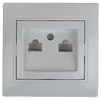 Розетка INTRO информационная 2xRJ45, СУ, Plano, белый (10/200/2400) 1-304-01