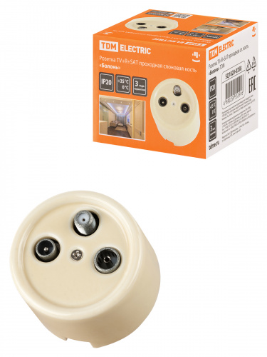Розетка TDM TV+R+ SAT проходная сл. кость «Болонь» (1/72) (SQ1820-0358)