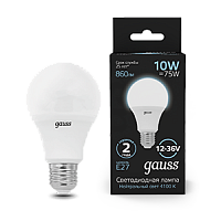 Лампа светодиодная GAUSS A60 AC12-36V 10W 860lm 4100K E27 1/10/100 (202502210)