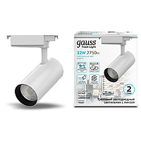 Светильник GAUSS трековый светодиодный цилиндр 32W 2940lm 4000K 180-220V IP20 75*216мм белый линза 36º 1/40 (TR087)
