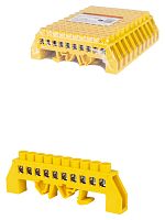 Шина "PE" "земля" в желтом изоляторе на DIN-рейку 8x12мм 10 групп TDM (1/10/250) (SQ0801-0216)