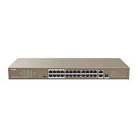 Коммутатор 24 портовый мегабитный неуправляемый PoE, TEF1126P-24-250W   24FE+2GE/1SFP Rackmount Switch With 24-Port PoE (1/5)