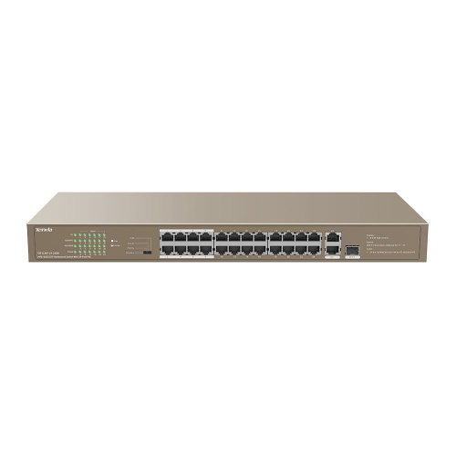 Коммутатор 24 портовый мегабитный неуправляемый PoE, TEF1126P-24-250W   24FE+2GE/1SFP Rackmount Switch With 24-Port PoE (1/5)