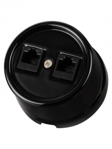 Розетка TDM двойная компьютерная RJ45 черная «Болонь» (1/72) (SQ1820-0251) фото 6