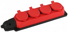 Колодка розеточная ЭРА K-4e-RED-IP44 с заземлением 4 гнезда 16A каучук IP44 красная (1/7/70) (Б0044553)