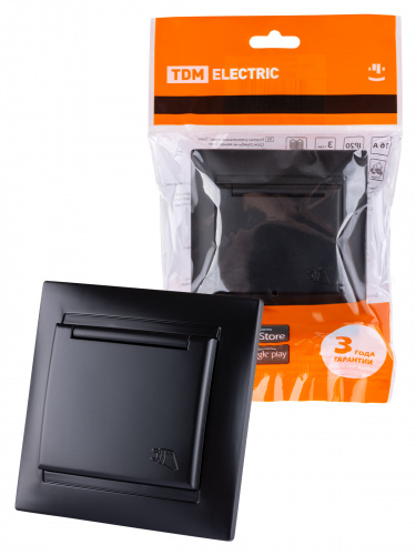 Розетка 2П+З 16А 250В IP44 с защ. шт. с крышкой графит , с/у, "Лама" (10/120) TDM (SQ1815-0614) Розетка 2П+З 16А 250В IP44 с защ. шт. с крышкой графит , с/у, "Лама" (10/120) TDM (SQ1815-0614)