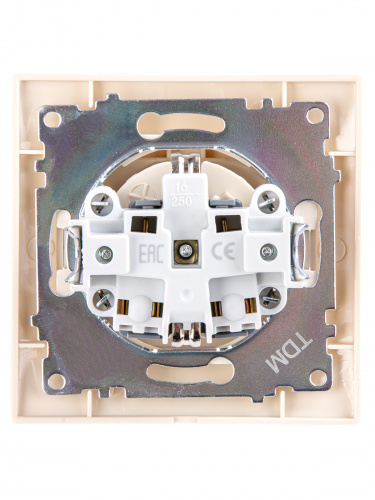 Розетка 2П+З 16А 250В IP44 с крышкой сл. кость , с/у, "Лама" (10/120) TDM (SQ1815-0126) фото 3