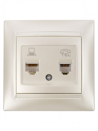 Розетка телефонная RJ11 + компьютерная RJ45 перламутр "Лама" (10/120) TDM (SQ1815-0819) фото 5