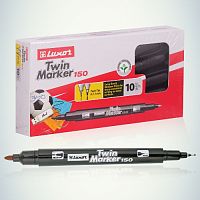 Маркер перманентный Luxor двухсторонний TWIN MARKER 150, ЧЕРНЫЙ пулевидный 0.7/1мм (3011) 233834 (1/12) (Б0048245)